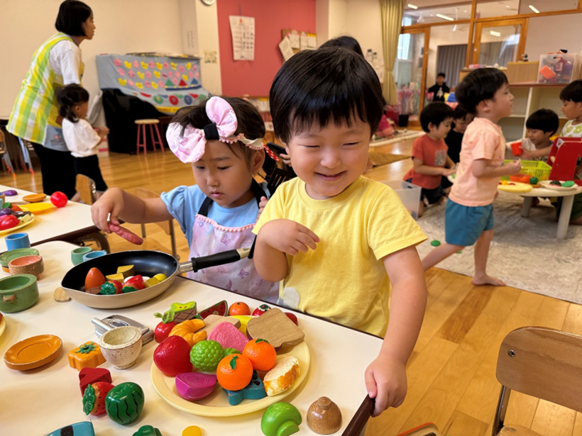 Kindergartners during their playtime at Tsuruta Nursery School